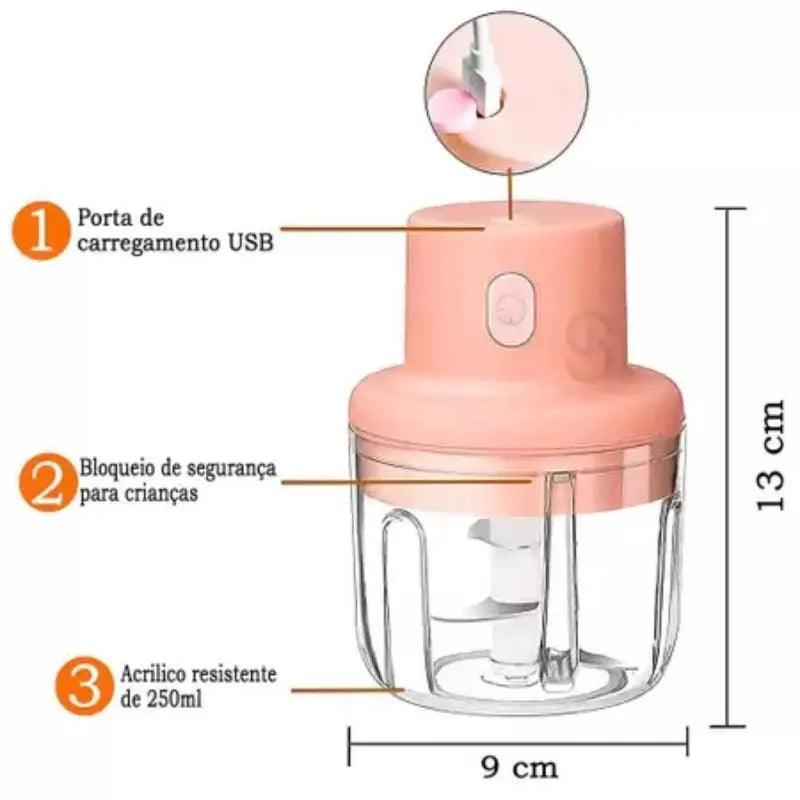 Mini processador de alimentos elétrico 250ml sem fio recarregável triturador utensílio de cozinha
